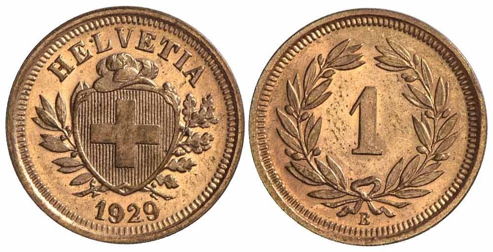 Tutti le monete: 1 Rappen 1929 (01) – Usato da Chiasso venduto da Novamarketing