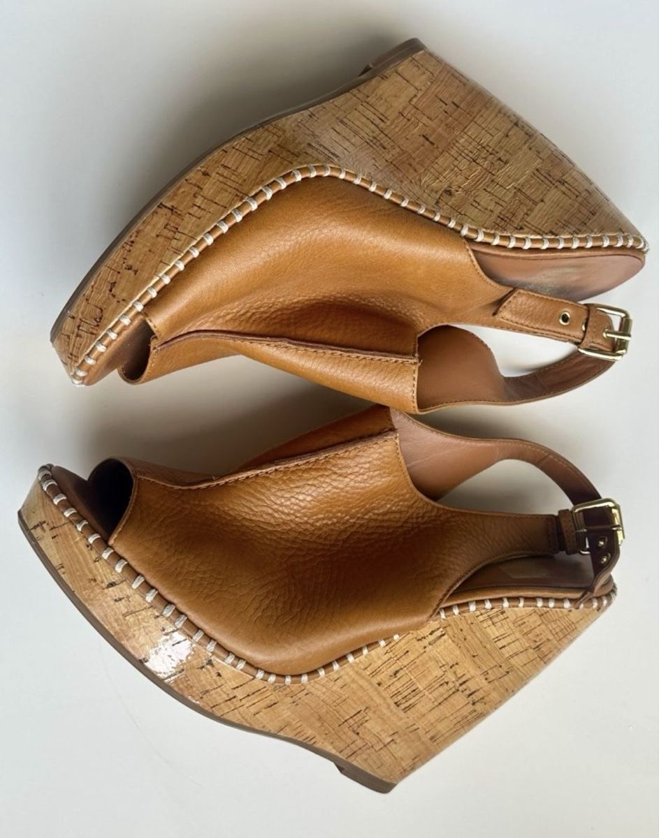 Scarpe da donna: Tan Leather Summer Wedges Size 9M – Usato da Vevey venduto da ledidream 2