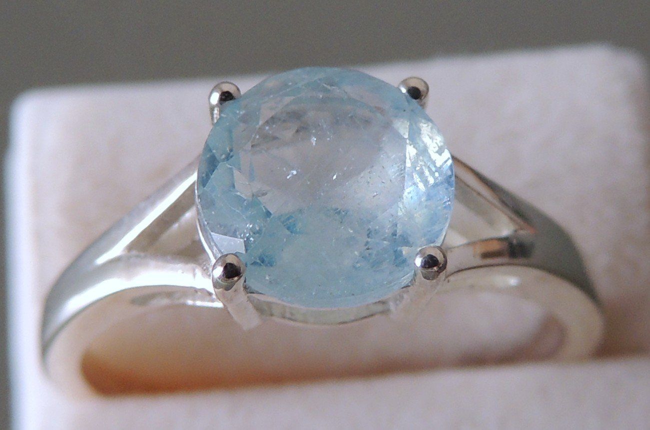 Anelli: Aquamarin Silber 925 Fingerring Gr. 51 – Usato da Waldenburg venduto da schaller707 1