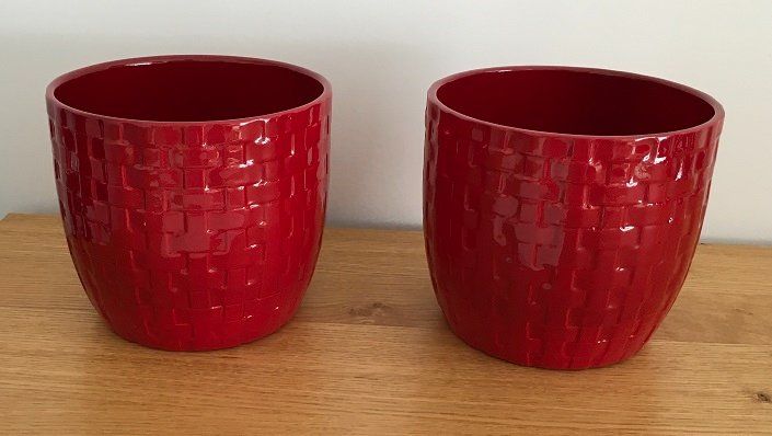 Blumentöpfe: Set: 2 Blumentopfe , H:13,5 cm, D: 14 cm – Gebraucht aus Mellingen von RigaOper
