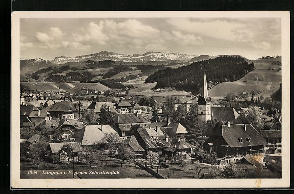 Ansichtskarten: Langnau i. E., Ortsansicht gegen Schratt – Gebraucht aus Berlin von bartko-reher