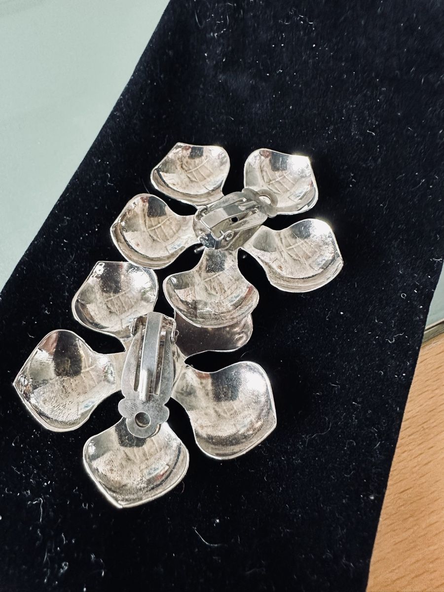Orecchini pendenti & Orecchini a lobo: Wunderschöne Unikat Silber Ohrclips 925er Blumen Muster – Usato da Watt venduto da Beautiful 2