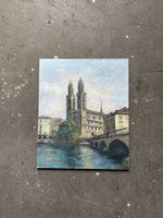 Zürich Grossmünster - Oel auf Pavatex W.Th
