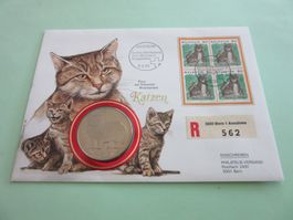 Münzbrief "TIERE AUF SCHWEIZER BRIEFMARKEN - KATZEN"