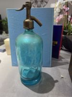 Siphon eau gazeuse bleu vintage ancien laiton