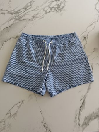 Zara Badeshort Gr. M, Seesucker, blau-weiss gestreift