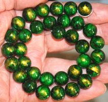 Stein Perlen Strang B-1328- – Jade mit Goldpuder 12mm 39,5cm
