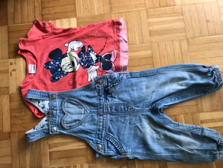 Herziges Set Minnie Mouse + Latzhose Gr. 74/80 - Porto 3.40