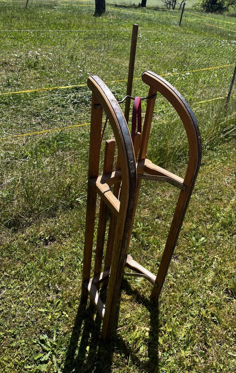 Davos Slitta: Davoser Schlitten, Holzschlitten,  100cm, 2-Plätzer – Usato da Niederhünigen venduto da Auschra 2