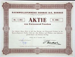Baumwollspinnerei Rorbas AG, Torbas - 1937