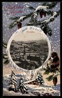 AK St. Gallen, Panorama, Neujahrsgruß, Passepartout