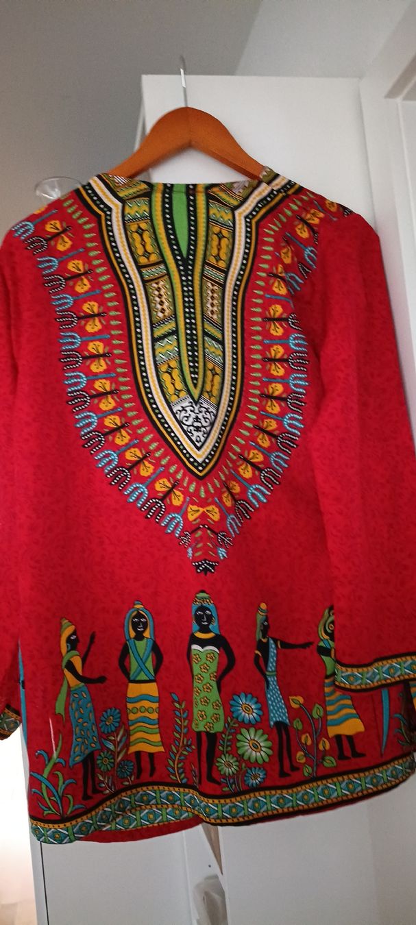 Tuniken: Red Dashiki Tunic African Print Size M  – Neu (gemäss Beschreibung) aus Zürich von cat_9cvz 3
