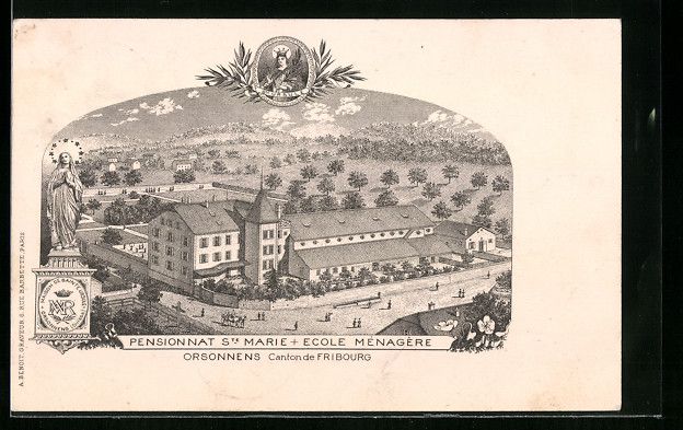 Cartoline postali: Orsonnes, Pensionnat Ste Marie, Ecole M – Usato da Berlin venduto da bartko-reher