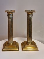 Antikes schweres Paar Messing-Kerzenständer 20 cm
