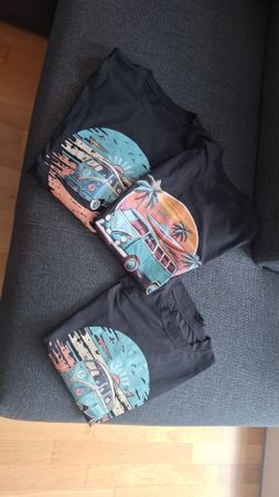 T-Shirt Vw Buss Bulli Set 3 Stk. Schwarz mit Motiv Grösse L