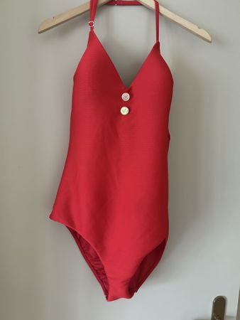 Badeanzug Emporio Armani rot mit Knöpfen Grösse S neuwertig