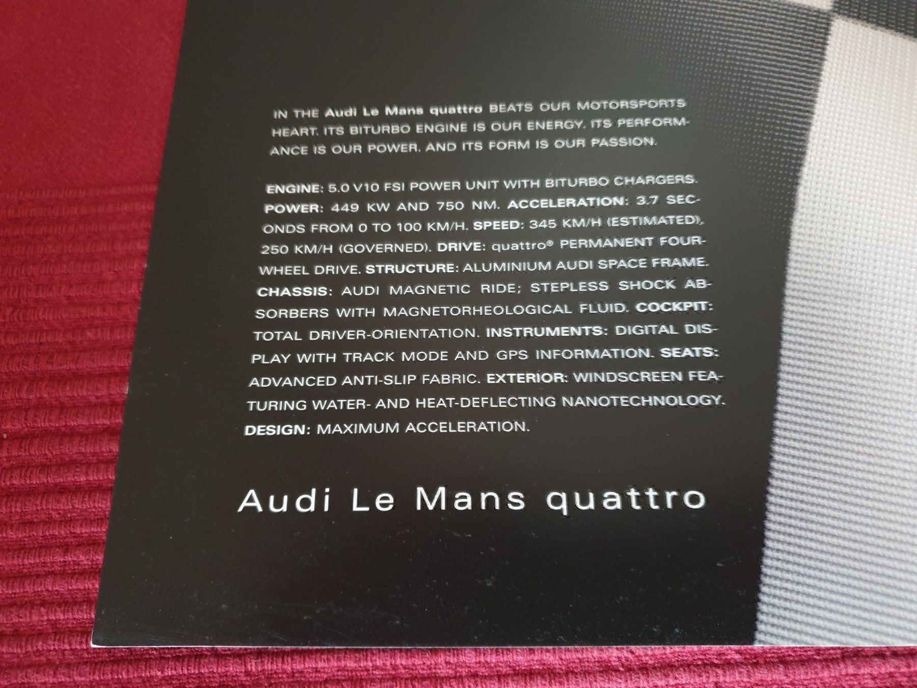 Riviste & Magazine: AUDI R8 / LE MANS CONCEPT CAR - Prospekt / Katalog – Nuovo (secondo la descrizione) da Viganello venduto da CARLiteratur 3