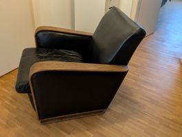 Sessel Kunstleder mit Holz Armlehnen