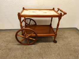 Vintage Servierwagen Holz mit Fliesenplatte Servierboy