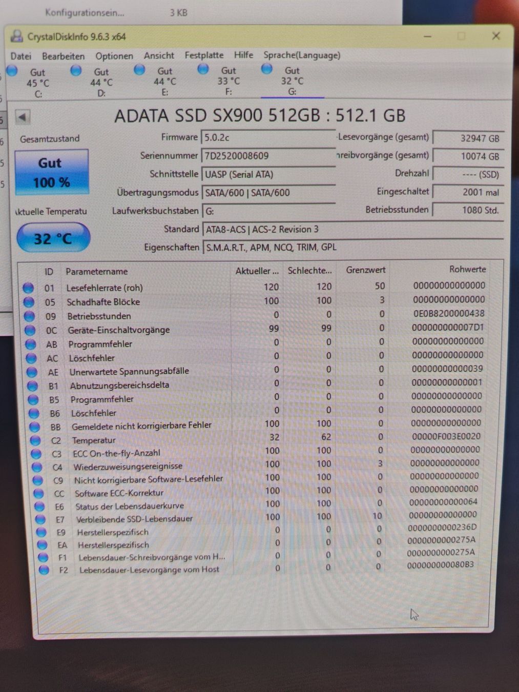 Dischi rigidi: ADATA SSD SX900 512GB guter Zustand – Usato da Wolfwil venduto da Rarak 1