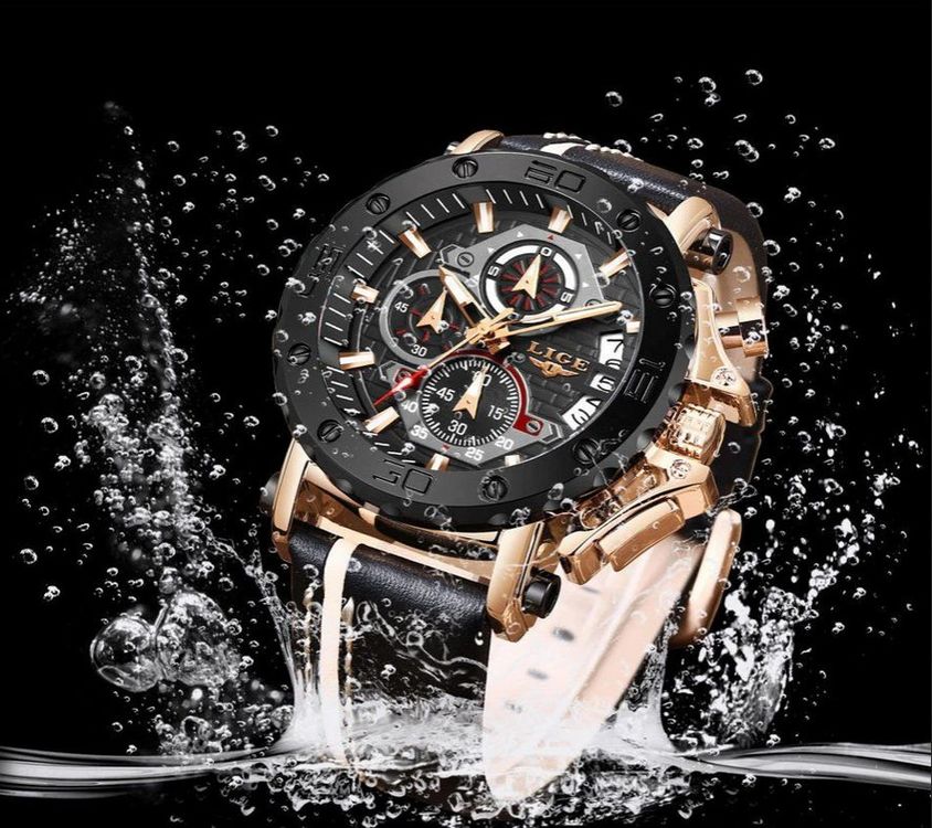 Herrenuhr Chronograph mit Datum – Edle Armbanduhr Chrono (Neu und