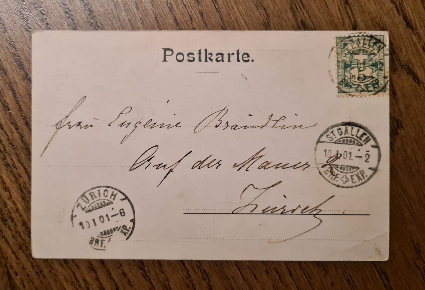 Cartoline postali: St. Gallen 1901 – Usato da Ebikon venduto da Donar50 2