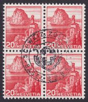 215y, Zollstempel BASEL SBB, San Salvatore Viererblock