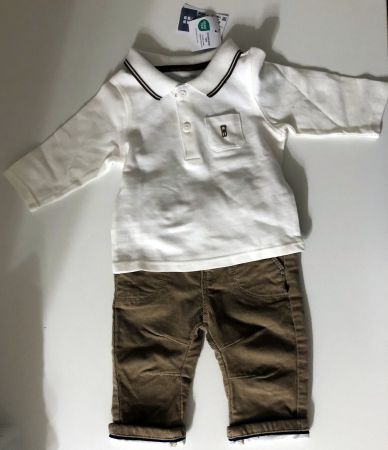 Cordhose mit Hosenträgern & Langarmshirt für Baby, 3-monatig
