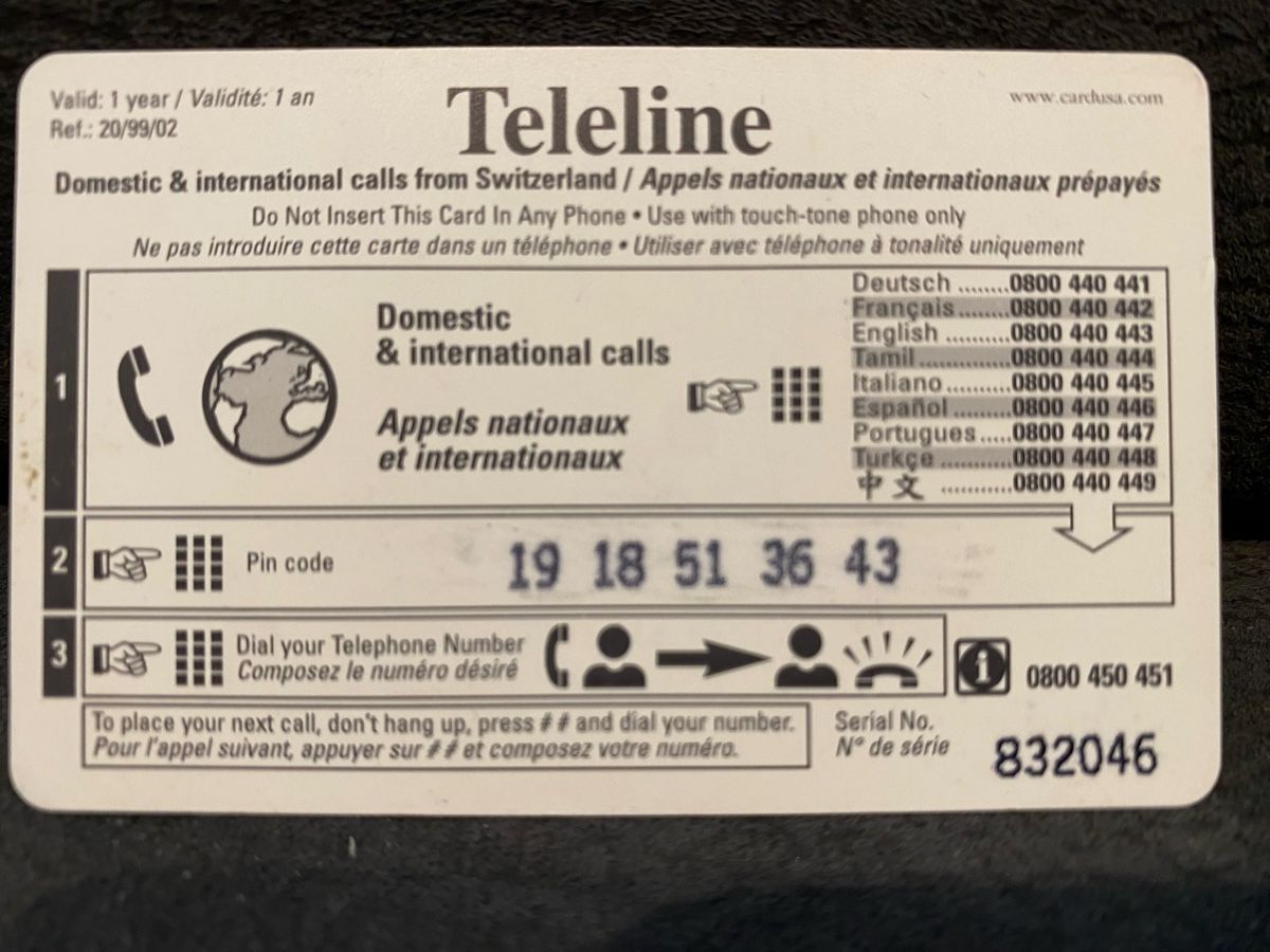 Cartes de téléphone: Teleline  – D'occasion à Lausanne par babacard10 1