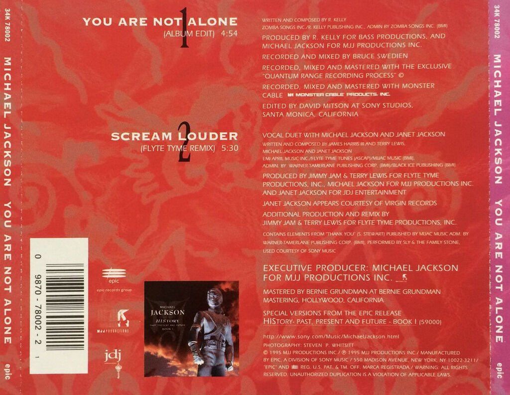 CD: MICHAEL JACKSON - YOU ARE NOT ALONE – Usato da Bottens venduto da hotter-than-hell 1