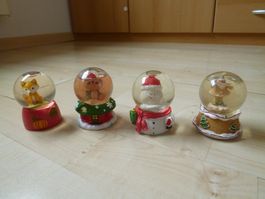 4 x MINI Schneekugeln  Fuchs Pinguin Schneemann Weihnachtsma
