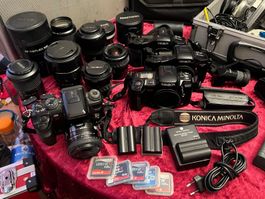 Fotoausrüstung  MINOLTA  Div. Gehäuse und Objektive /Filter