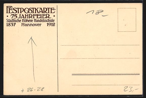 Cartoline postali: Steindruck-AK Hannover, Städt. Höhere  – Usato da Berlin venduto da bartko-reher 1