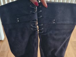 Elegante Overknee Stiefel, schwarz, Gr. 37,