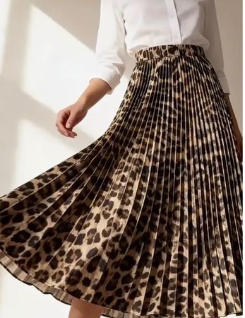Gonna plissettata Raso leopardata,Tg M/L-feste👌vacanze!