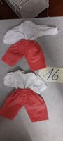 2x Himmbeerrote Puppenhosen neu 2 weisse Blüsli 