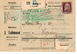 Paketkarte Bayern 1915 - Postzoll Luzern