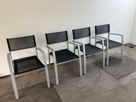 Gartenstühle Aluminium Stoff 4 Stk. ok Zustand