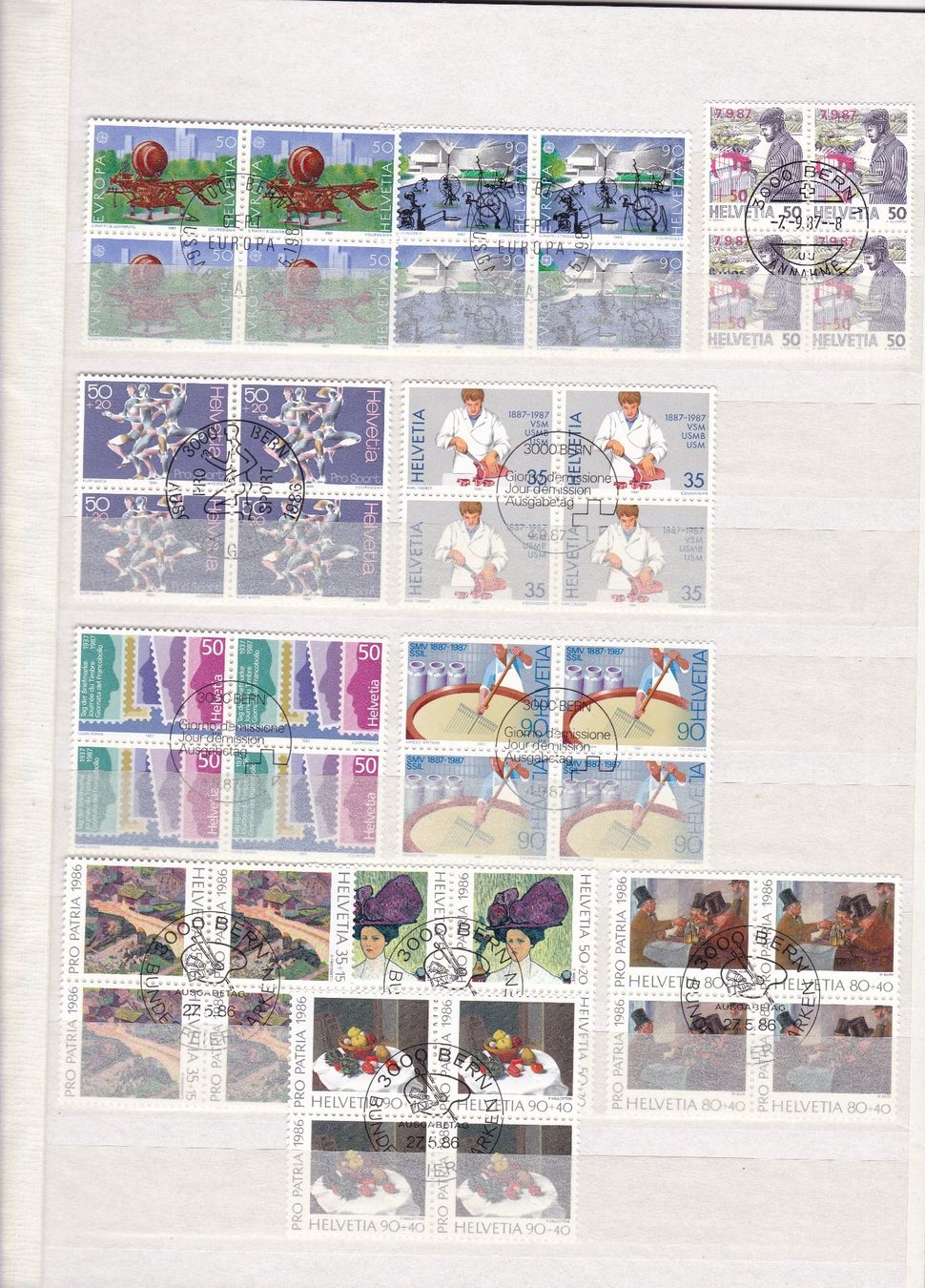 Alle Briefmarken: SCHWEIZ  4er-Block Sammlung – Gebraucht aus Gretzenbach von Sikim 3