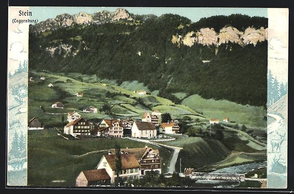 Cartoline postali: Stein, Teilansicht mit Fluss aus der Vog – Usato da Berlin venduto da bartko-reher