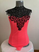Body rose fluo avec dentelle noire - T M,