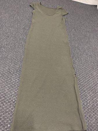 Olive langes Strechstrickkleid sommer gr S