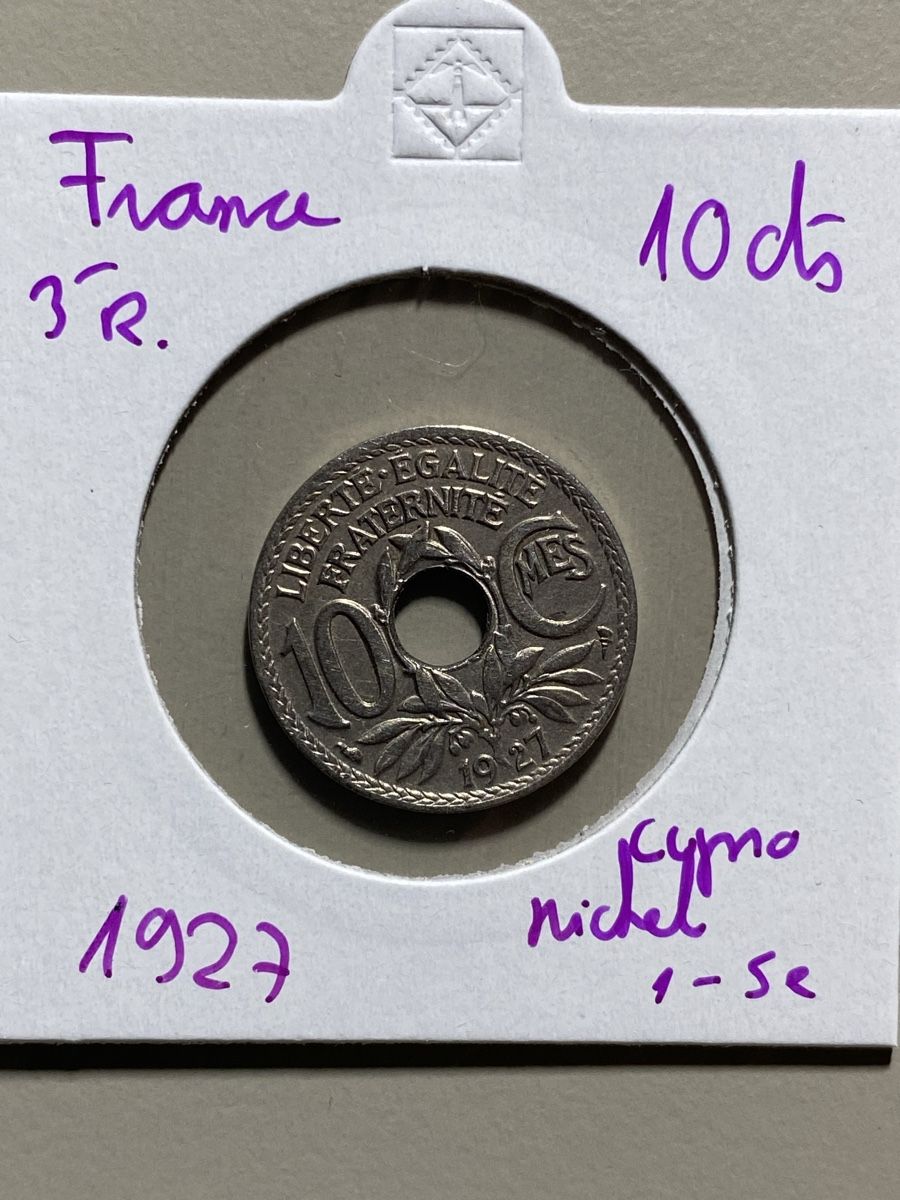 Tutti le monete: France - 10 centimes - 1927 – Usato da Payerne venduto da Mike1682