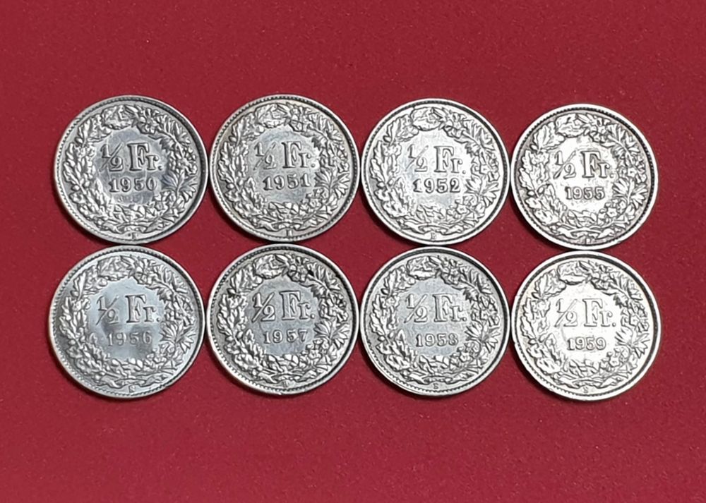 50 Rappen 1950,1951,1952,1955,1956,1957,1958,1959 „Silber“ (Gebraucht ...
