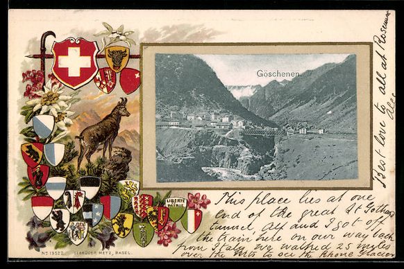 Cartoline postali: Passepartout-Lithographie Göschenen, Te – Usato da Berlin venduto da bartko-reher