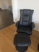 Massagesessel mit Hocker schwarz Gebrauchsspuren