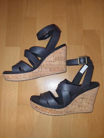 Sandales compensées Timberland T37 cuir noir
