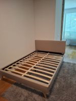 Bettgestell grau 140x200 cm Lattenrost inklusive