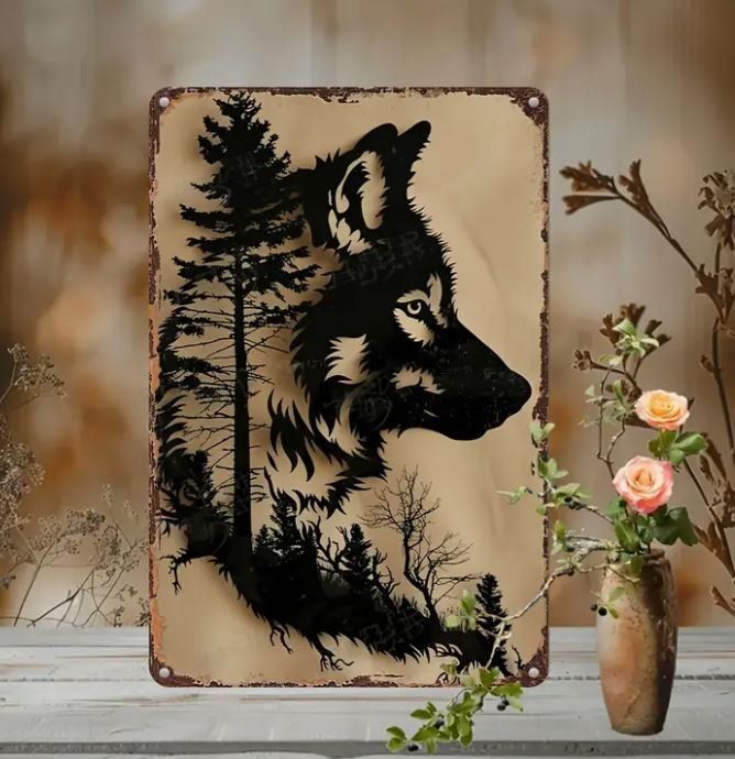 Insegne: Aluschild mit Wolf (20x30 cm) – Nuovo e nell'imballaggio originale da Langenbruck venduto da Gumsi