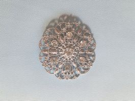 Versilbert Filigrane Brosche / broche filigrane argentée